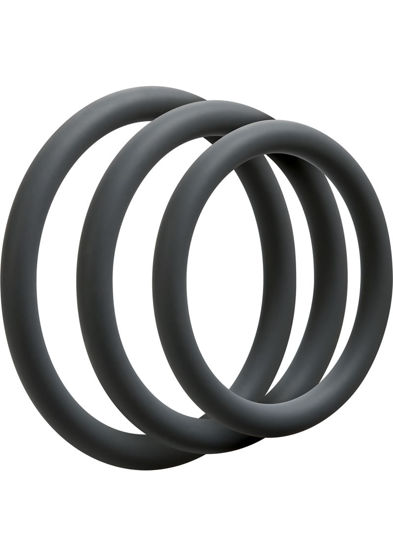 Optimale 3 C-Ring Set Silicone Cock Ring Thin - Grey/Slate - 3 Piece Kit