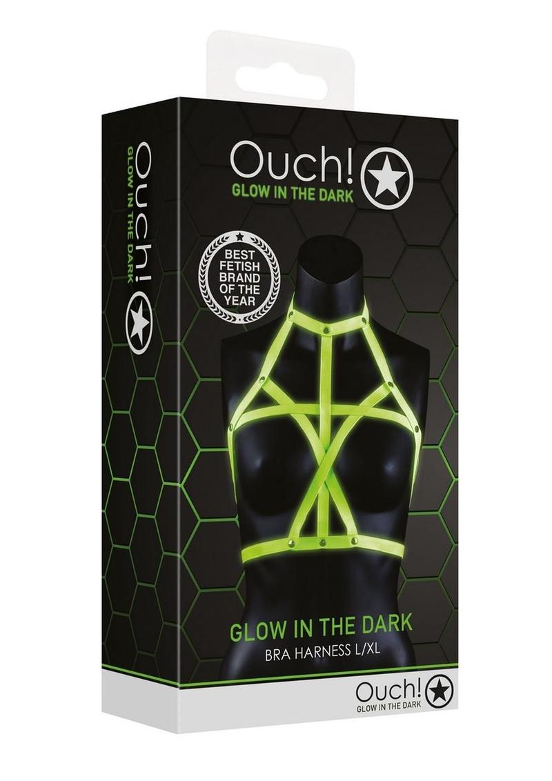 Ouch! Bra Harness - Glow In The Dark/Green - Large/XLarge