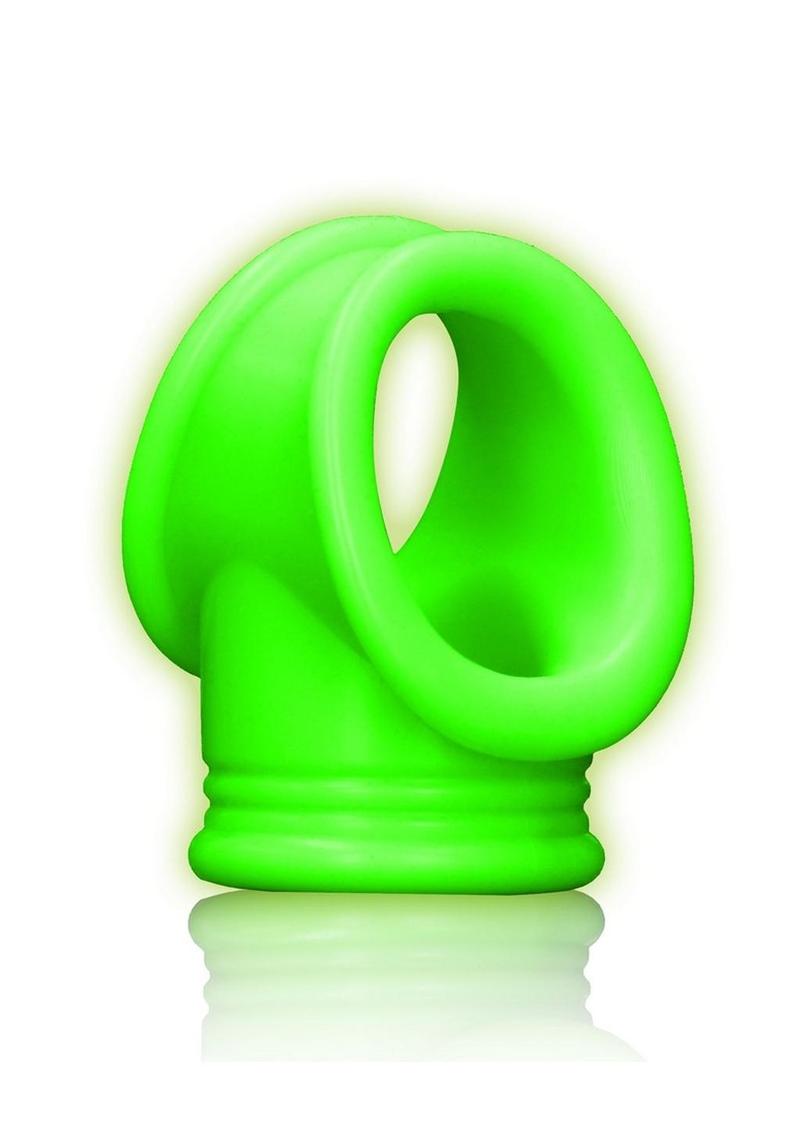 Ouch! Cock Ring and Ball Strap Silicone Separator - Glow In The Dark/Green