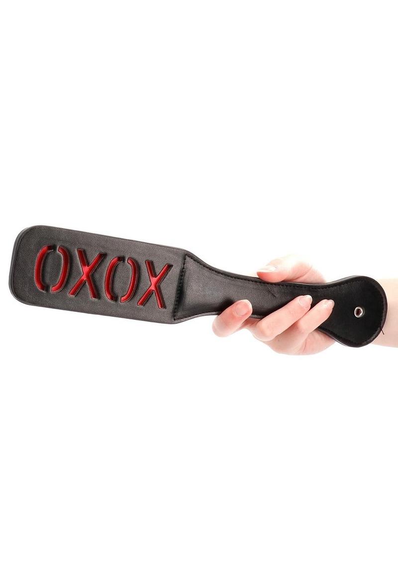 Ouch! Leather Paddle Xoxo - Black