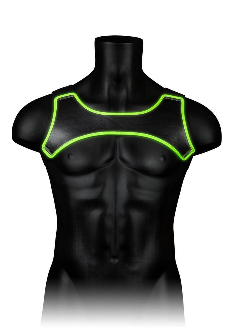 Ouch! Neoprene Harness - Black/Glow In The Dark/Green - Medium/Small