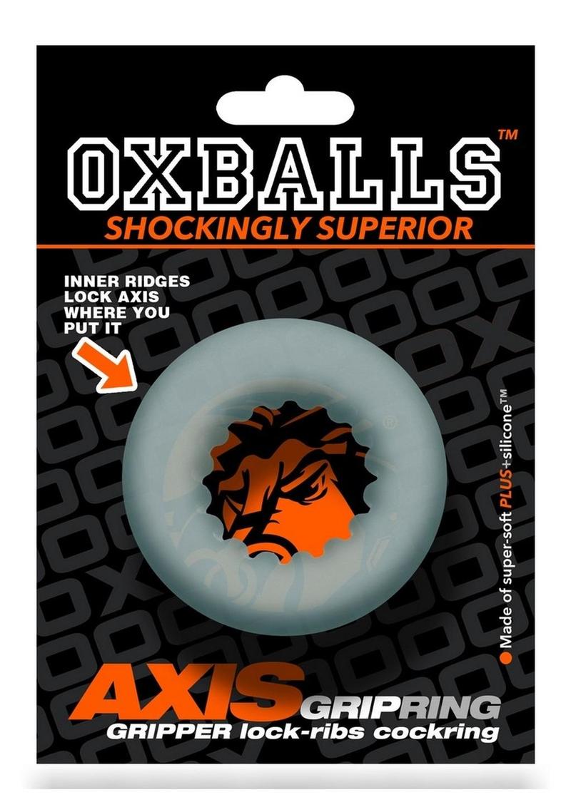 Oxballs Axis Rib Griphold Cockring - Clear/Clear Ice