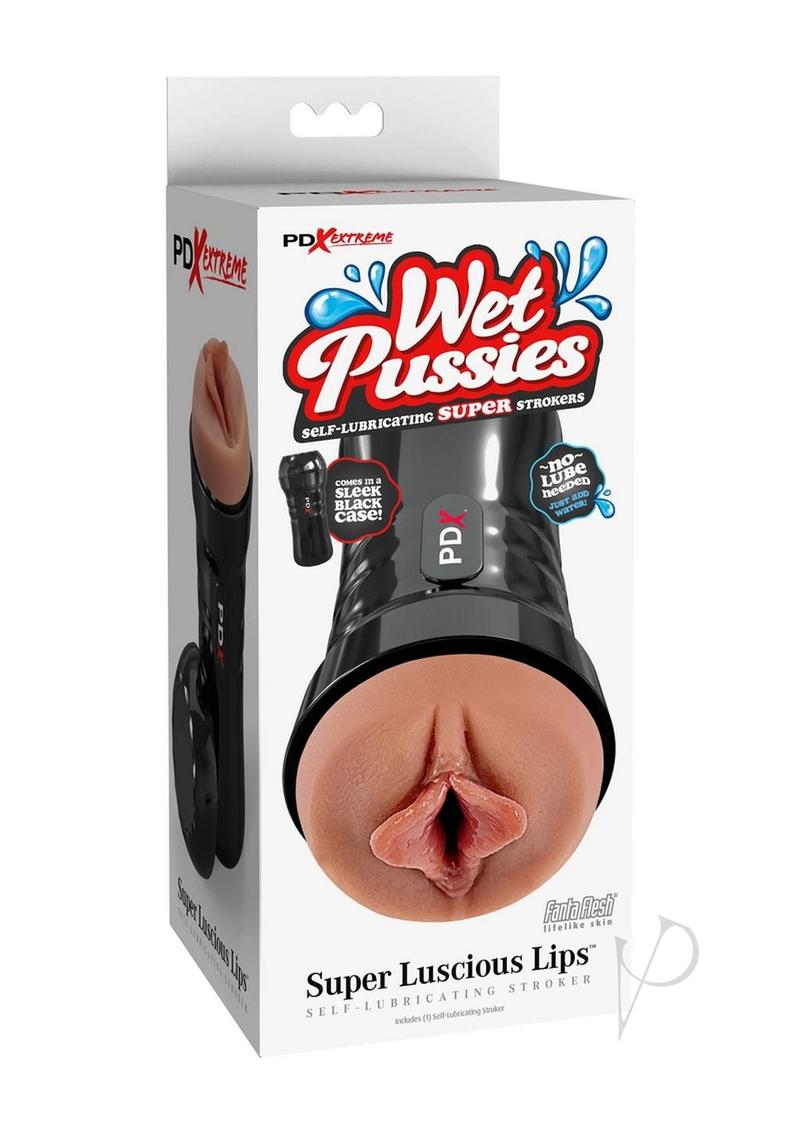 Pdx Extreme Wet Pussies Super Luscious Lips Self Lubricating Stroker - Caramel