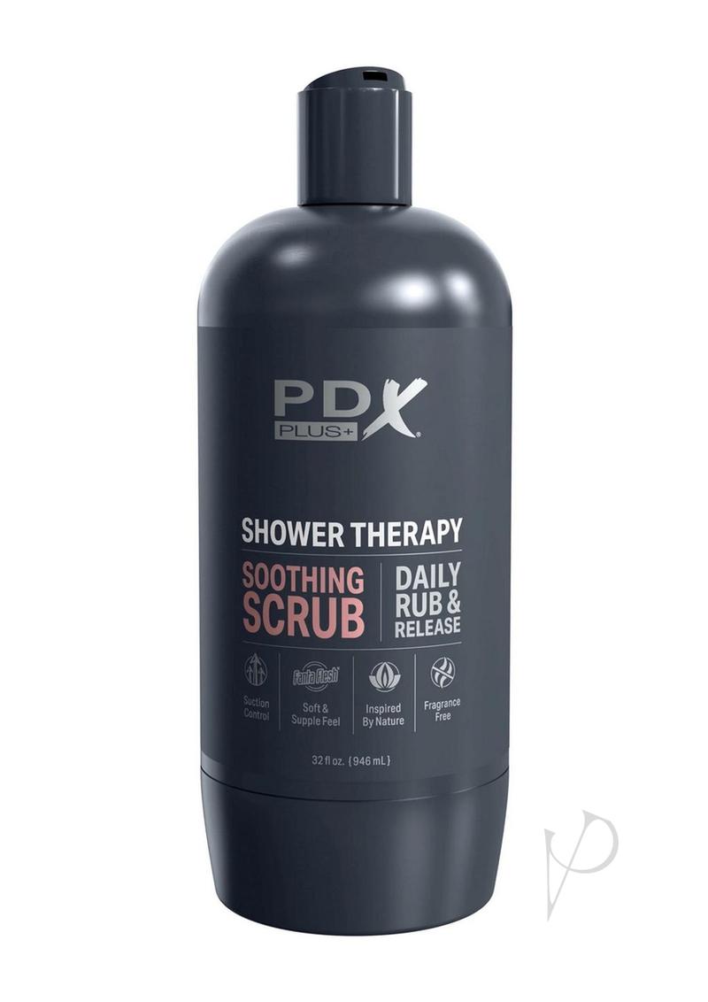 Pdx Plus Shower Therapy Soothing Scrub Discreet Stroker - Caramel