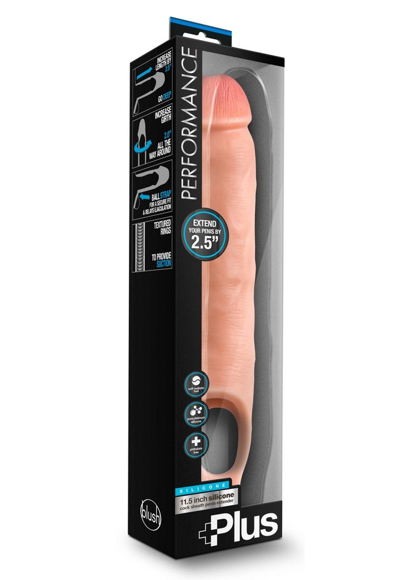 Performance Plus Silicone Cock Sheath Penis Extender - Flesh/Vanilla - 11.5in