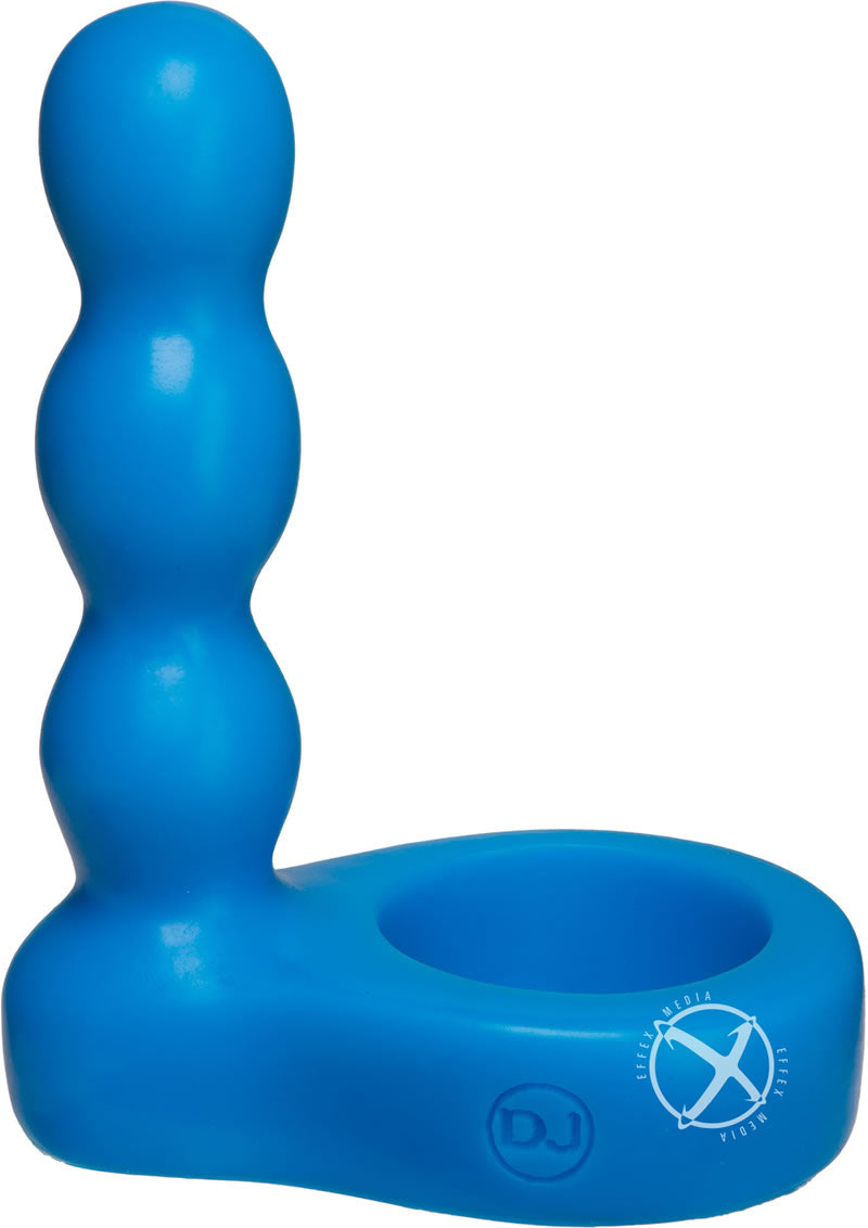 Platinum Premium Silicone The Double Dip 2 Cock Ring Dual Penetrating Beaded Prober - Blue