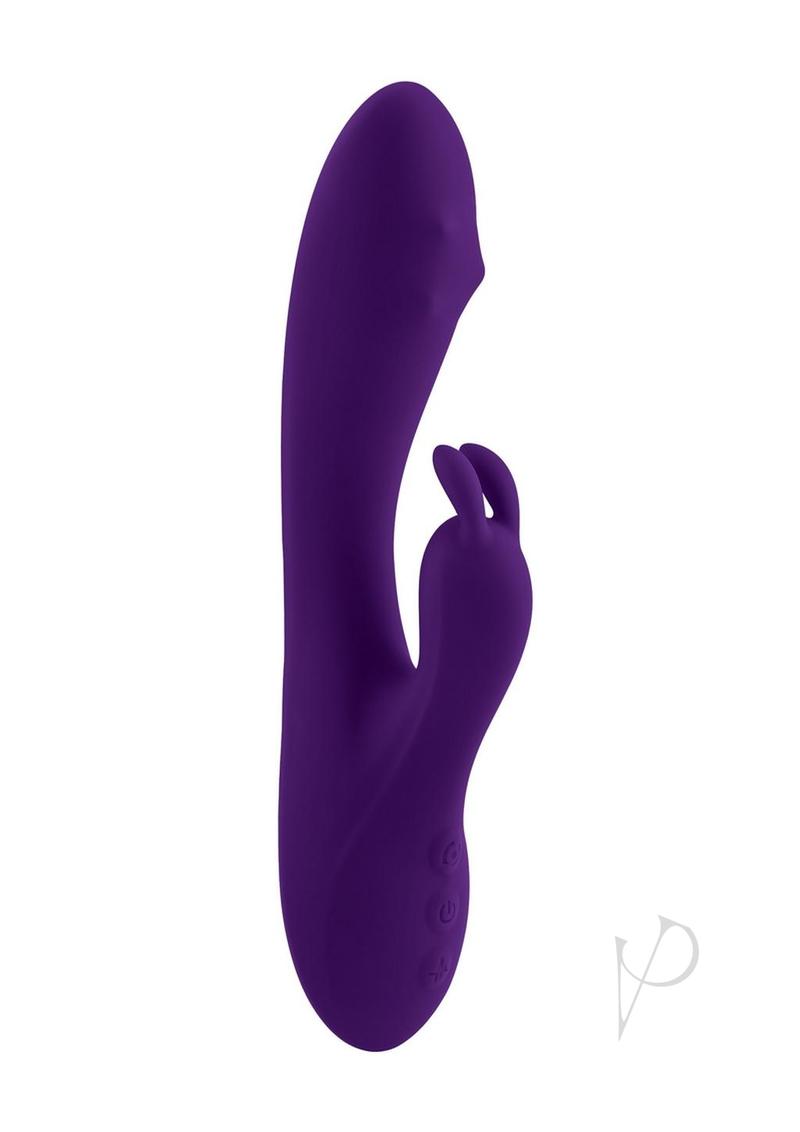 Playboy On Repeat Rechargeable Silicone Rabbit Vibrator - Purple