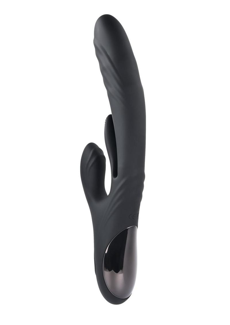 Playboy Rapid Rabbit Rechargeable Silicone Vibrator - Black