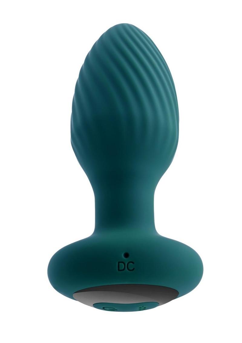 Playboy Spinning Tail Teaser Rechargeable Silicone Rotating Anal Plug with Remote Control - Green