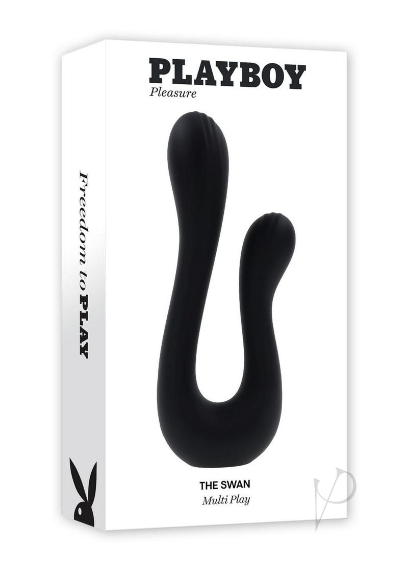 Playboy The Swan Rechargeable Silicone Dual Vibrator - Black