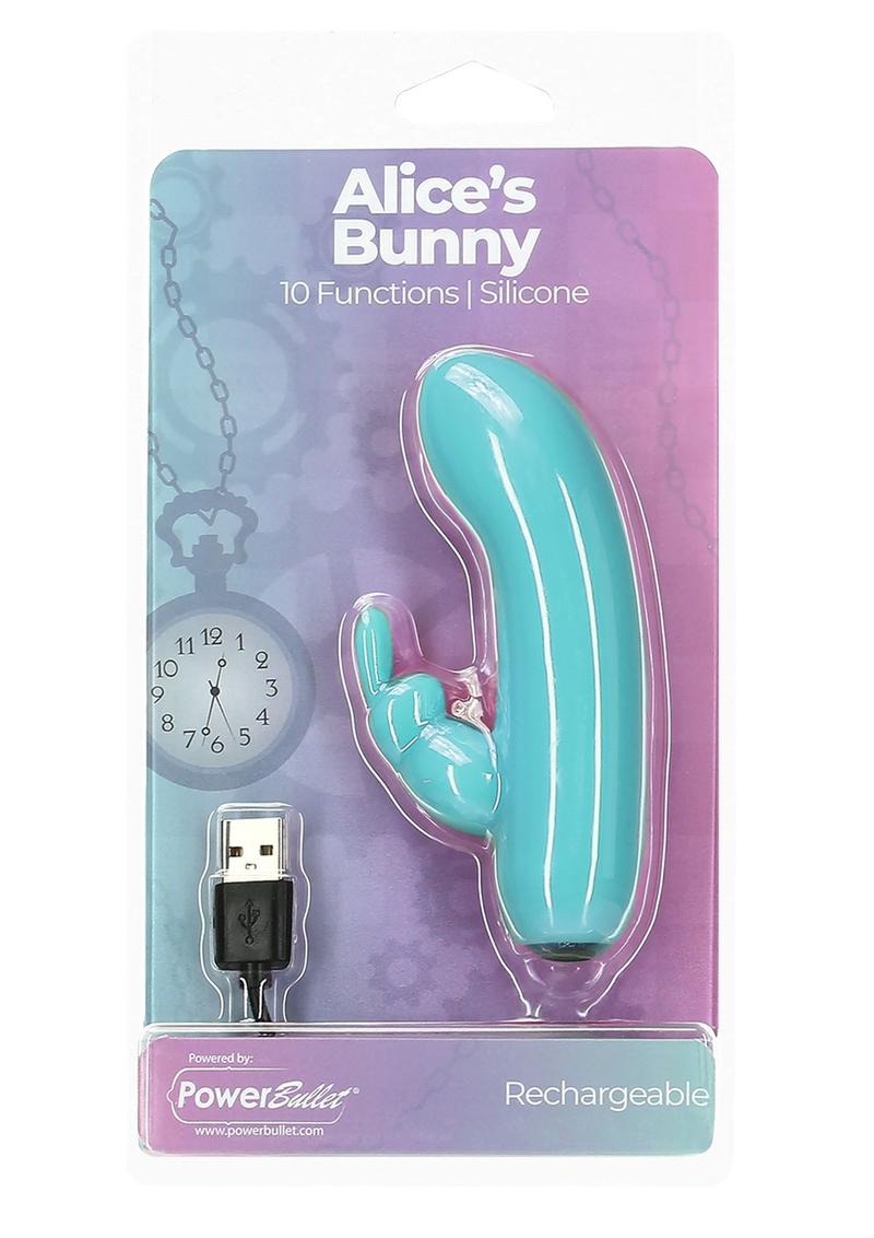 Powerbullet Alice's Bunny Silicone Rechargeable Rabbit Vibrator - Teal