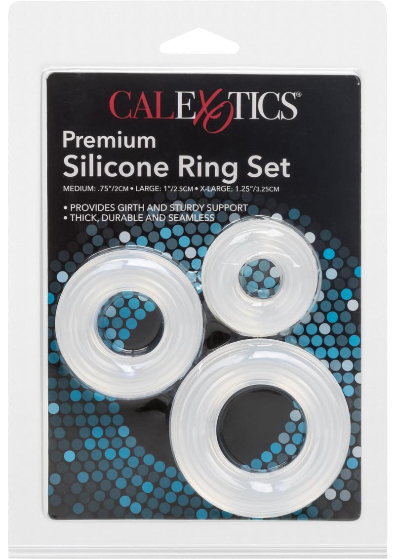 Premium Silicone Cock Ring - Clear - 3 Piece Set/Set