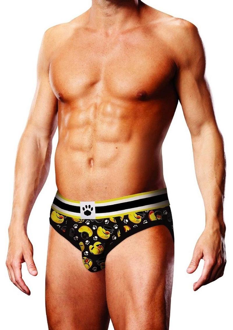 Prowler BDSM Rubber Ducks Brief - Black/Yellow - Medium