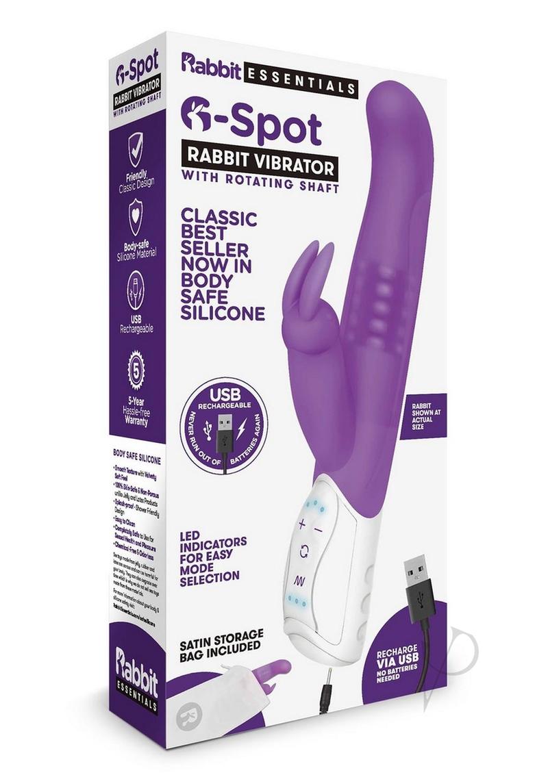 Rabbit Essentials Silicone Rechargeable G-Spot Rabbit Vibrator - Purple