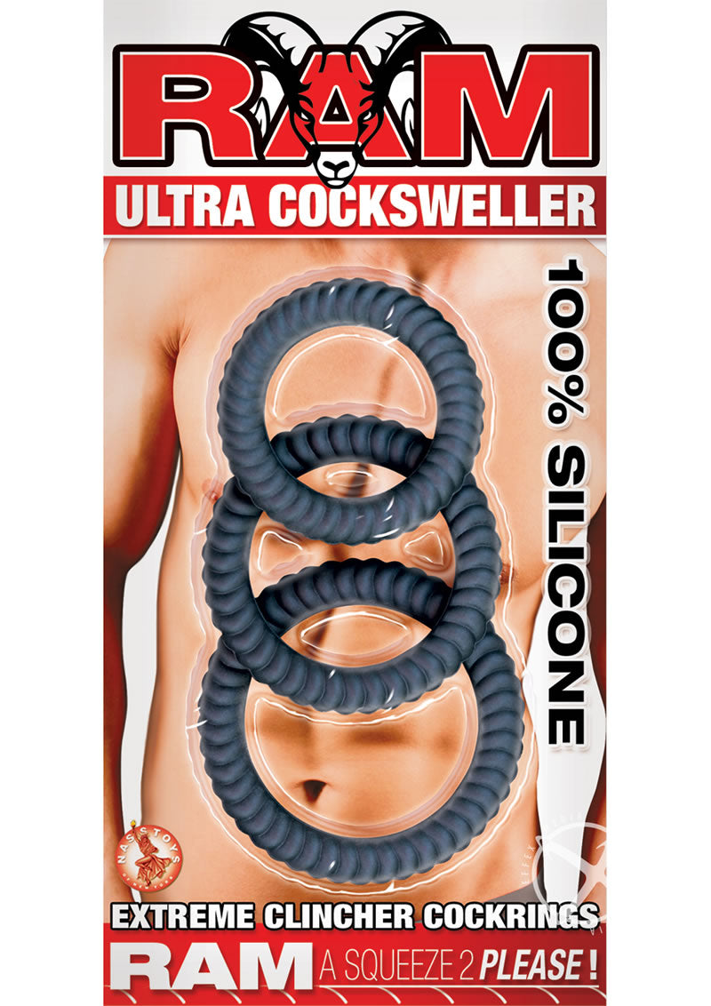 Ram Ultra Cocksweller Silicone Cock Rings - Black