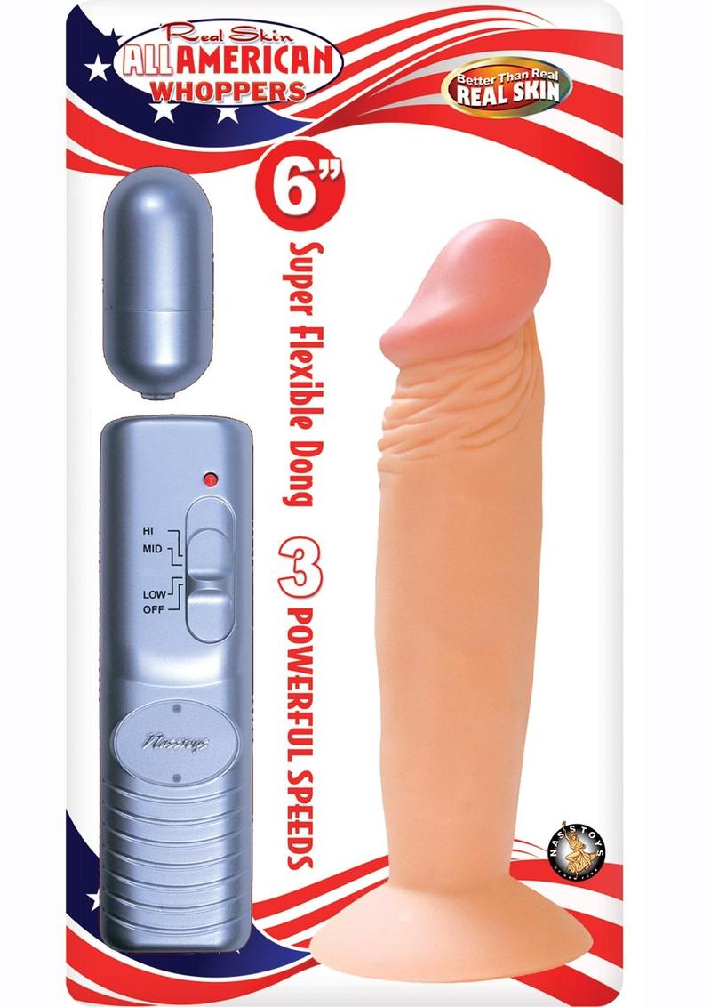 Real Skin All American Whoppers Vibrating Dildo - Flesh/Vanilla - 6in