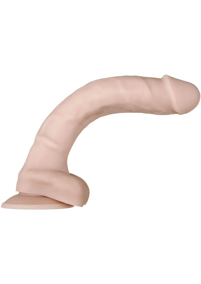 Real Supple Poseable Silicone Dildo with Balls - Vanilla - 10.5in