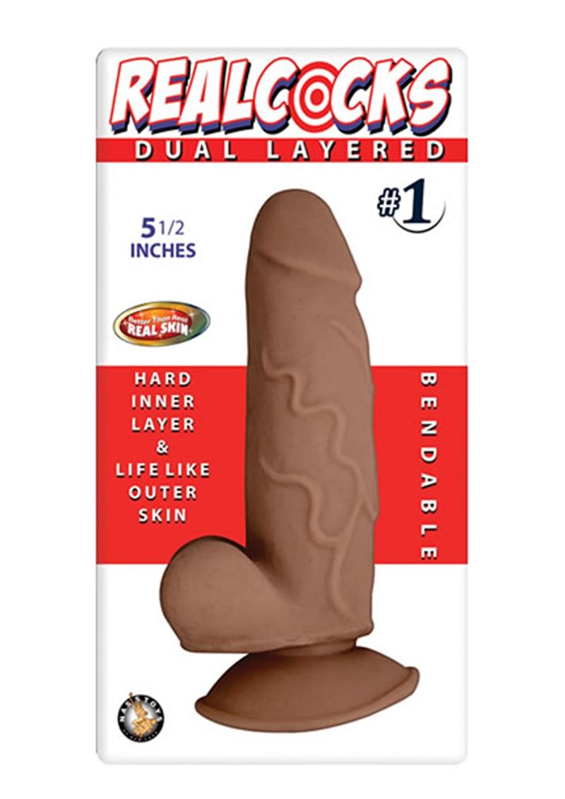 Realcocks Dual Layered #1 Bendable Dildo - Caramel - 5.5in