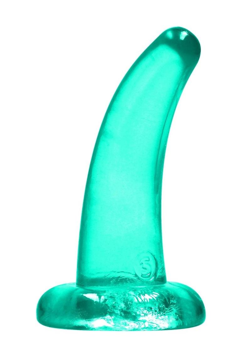 Realrock Crystal Clear Dildo with Suction Cup - Clear/Green - 4.5in