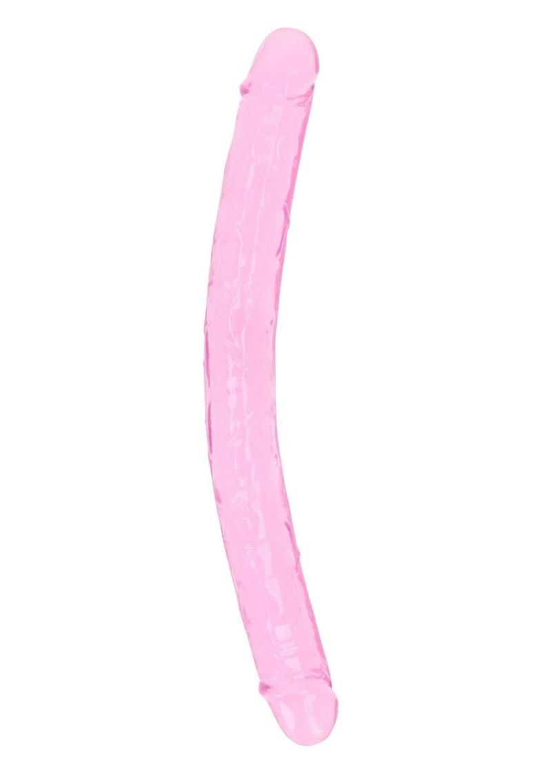 Realrock Crystal Clear Double Dong - Pink - 18in