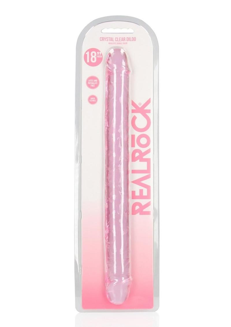 Realrock Crystal Clear Double Dong - Pink - 18in