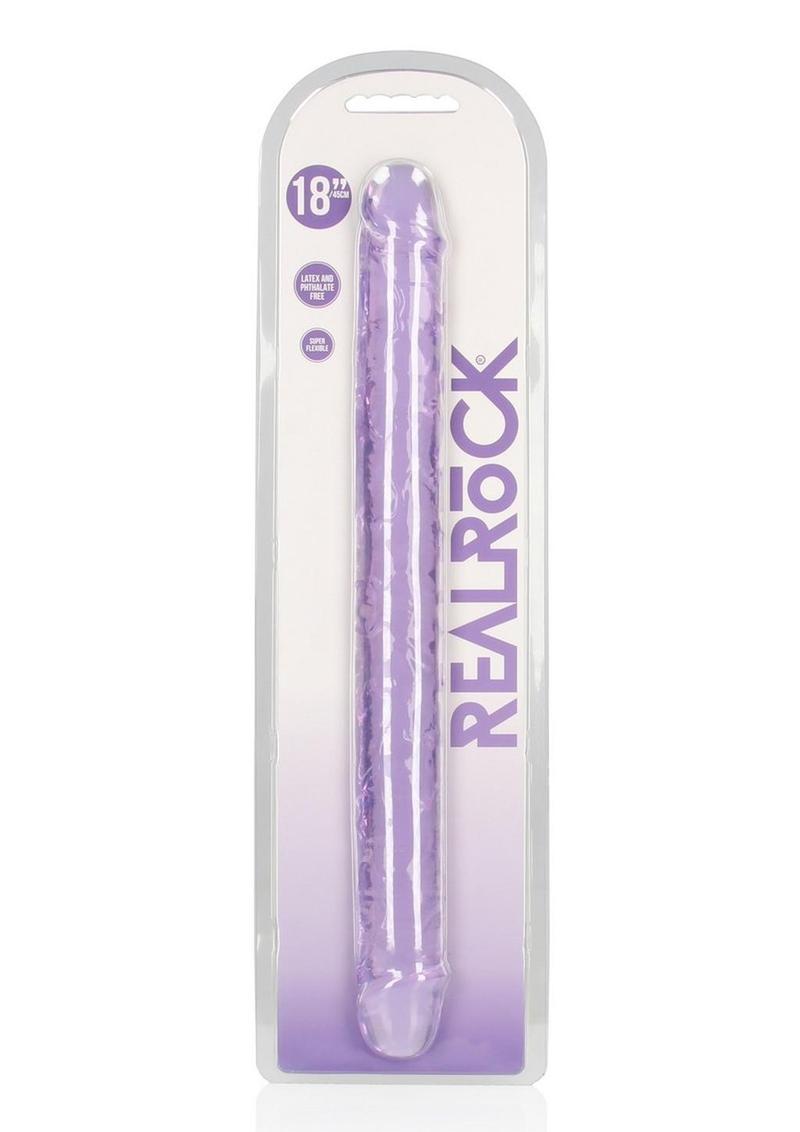 Realrock Crystal Clear Double Dong - Purple - 18in