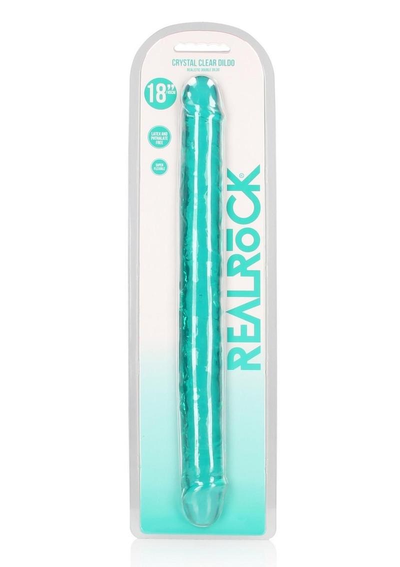 Realrock Crystal Clear Double Dong - Turquoise - 18in