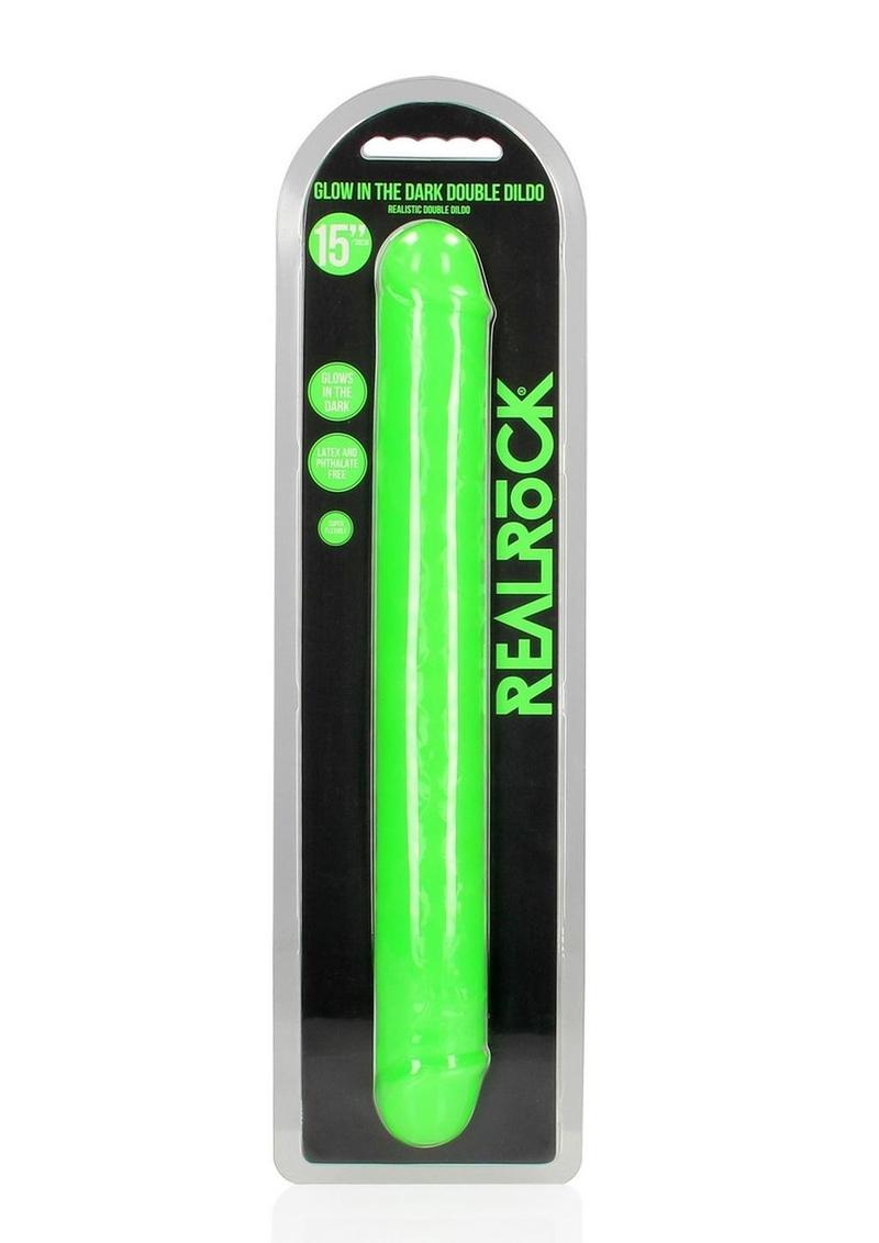 Realrock Double Dong Glow In The Dark Dildo - Green - 15in