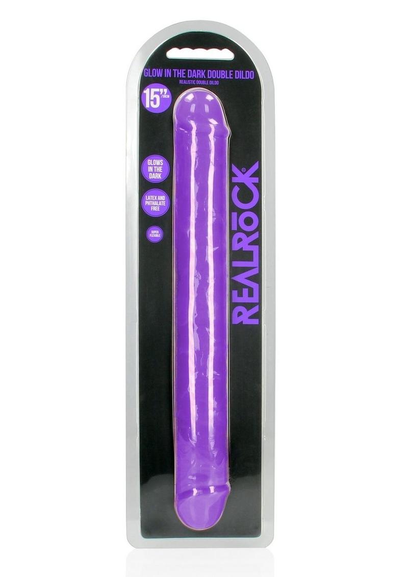 Realrock Double Dong Glow In The Dark Dildo - Purple - 15in