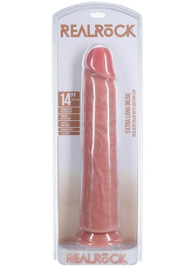 Realrock Ultra Realistic Skin Extra Large Straight Dildo with Suction Cup - Vanilla - 14in