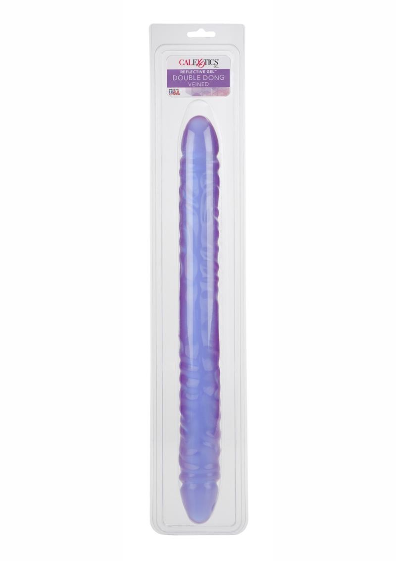 Reflective Gel Veined Double Dildo - Purple - 18in