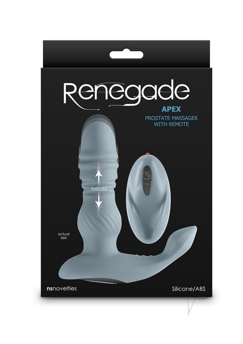 Renegade Apex Rechargeable Silicone Prostate Massager with Remote - Gray/Grey