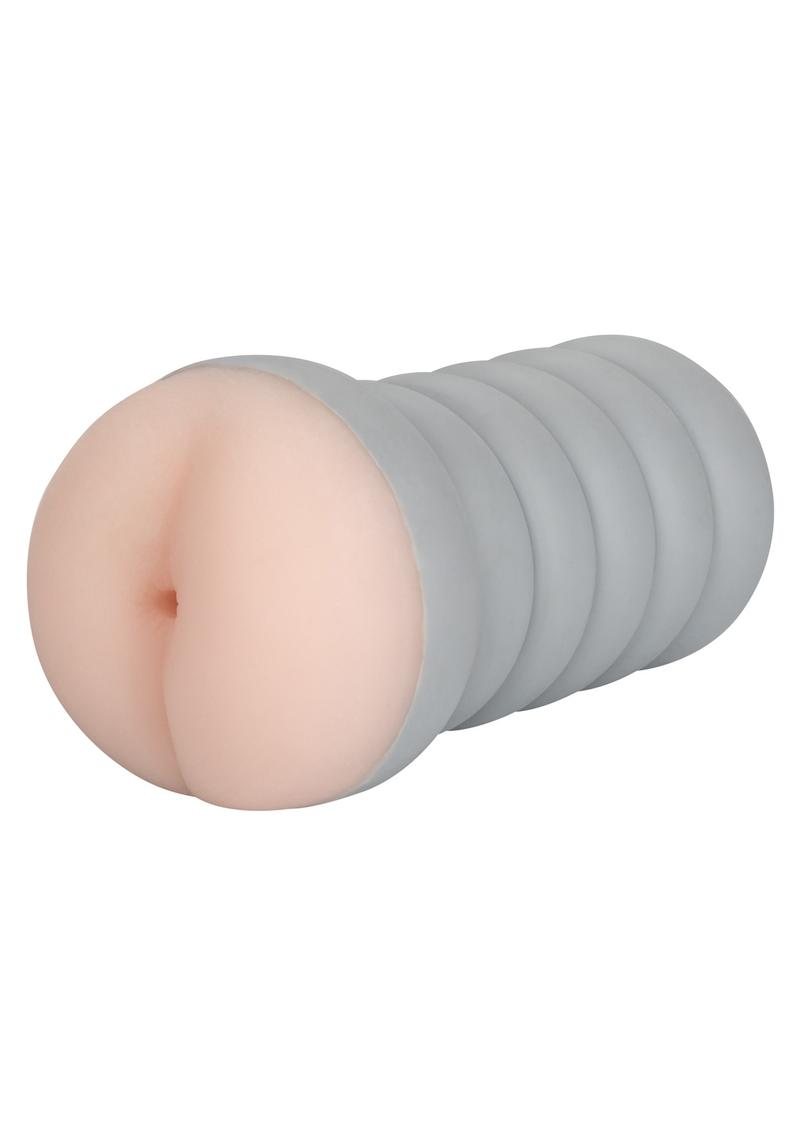 Ribbed Gripper Dual Density Textured Masturbator - Ass - Ivory/Vanilla