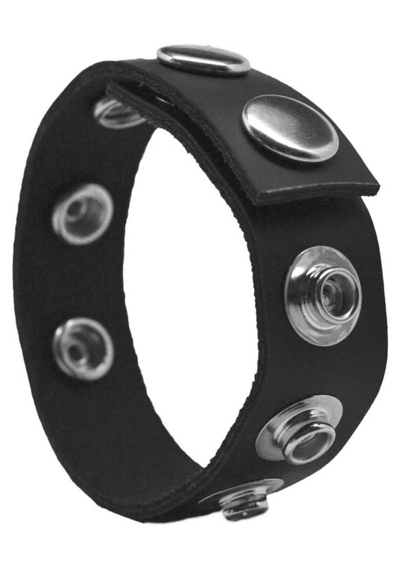 Rock Solid The Leather 5 Snap Adjustable Cock Ring