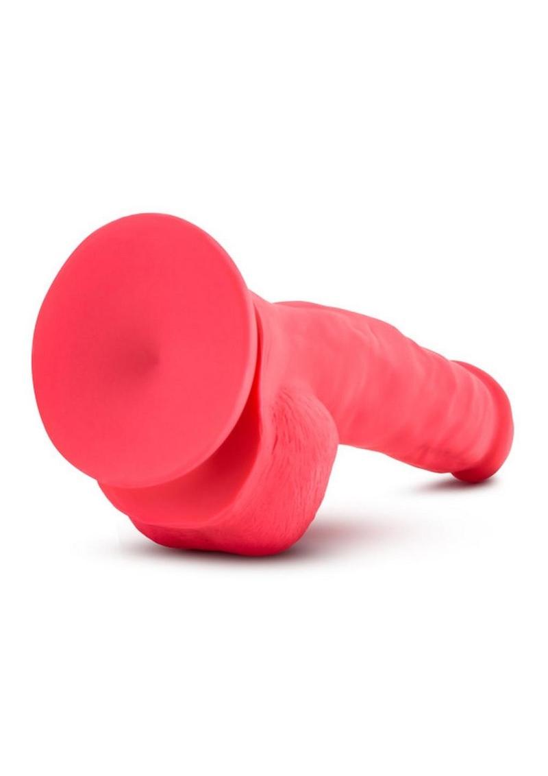 Ruse Shimmy Silicone Dildo with Balls 8.75in - Cerise