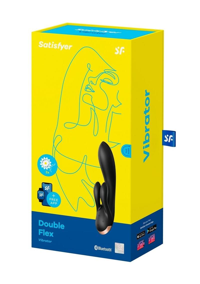 Satisfyer Double Flex Silicone Rabbit Vibrator - Black