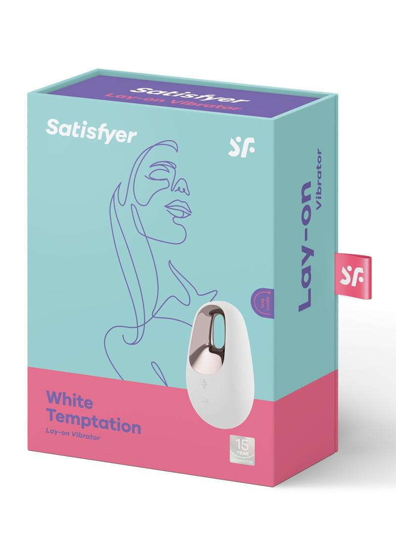 Satisfyer Lay-Ons White Temptation Silicone Magnetic USB Recharge Vibrator Waterproof - White