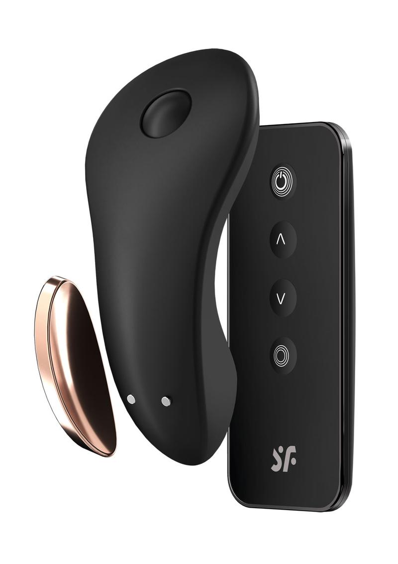 Satisfyer Little Secret Silicone Rechargeable Panty Vibrator with Remote Control - Black/Gold