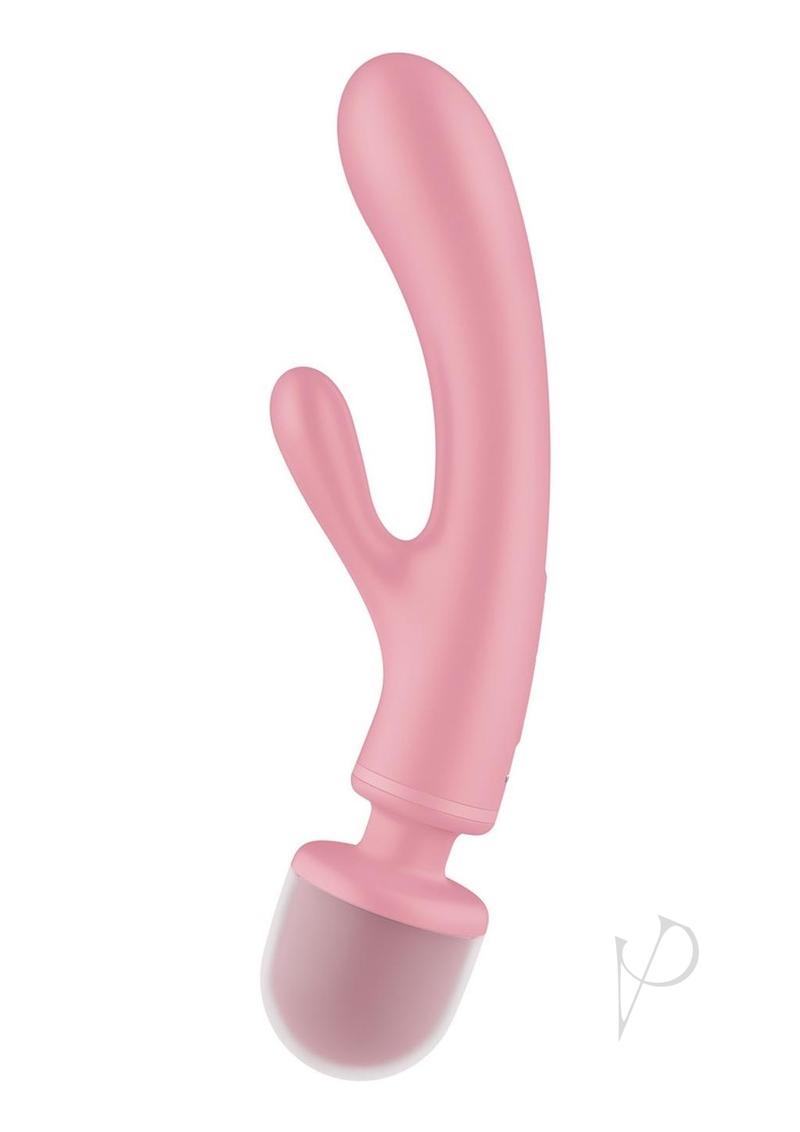 Satisfyer Triple Lover Rechargeable Silicone Rabbit Vibrator - Pink