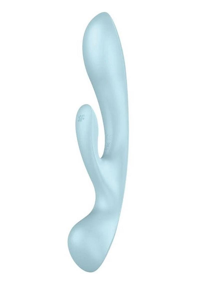 Satisfyer Triple Oh Rechargeable Silicone Dual Stimulating Vibrator - Blue/Light Blue