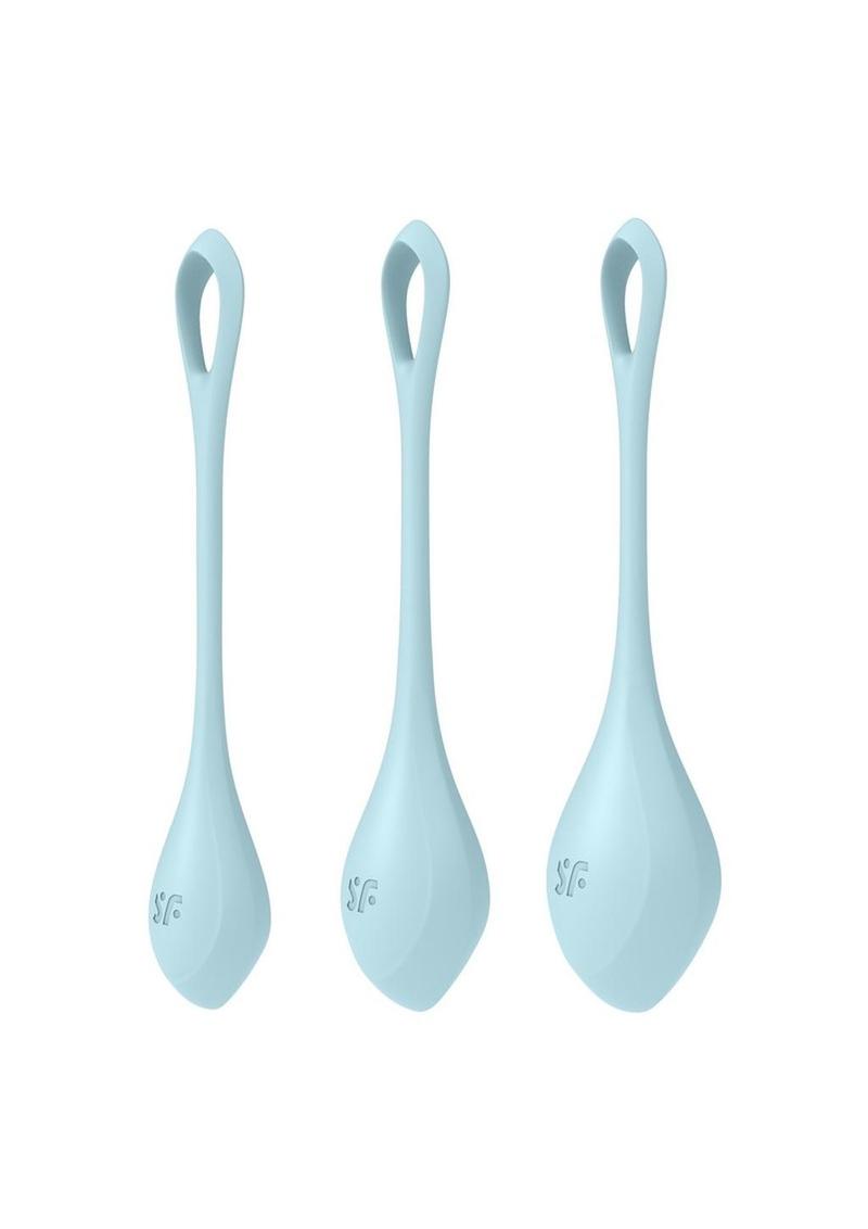 Satisfyer Yoni Power 2 Silicone Weighted Ben Wa Balls - Blue/Light Blue - Set