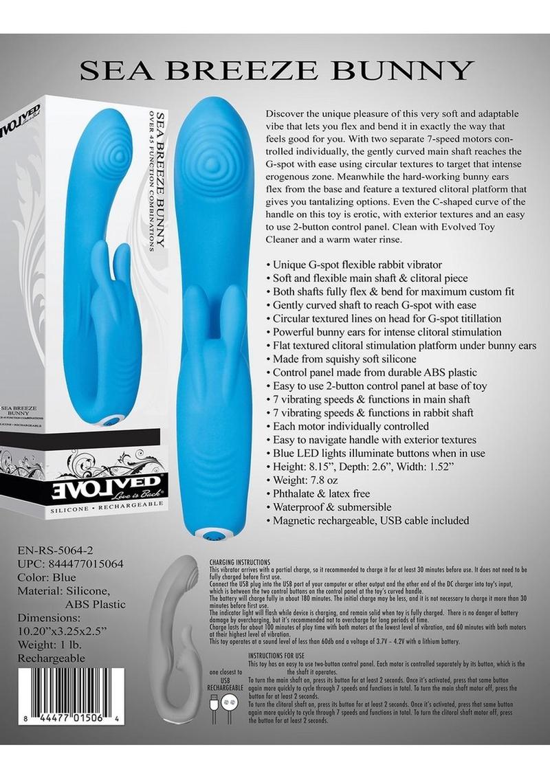 Sea Breeze Bunny Rechargeable Silicone G-Spot Rabbit Vibrator