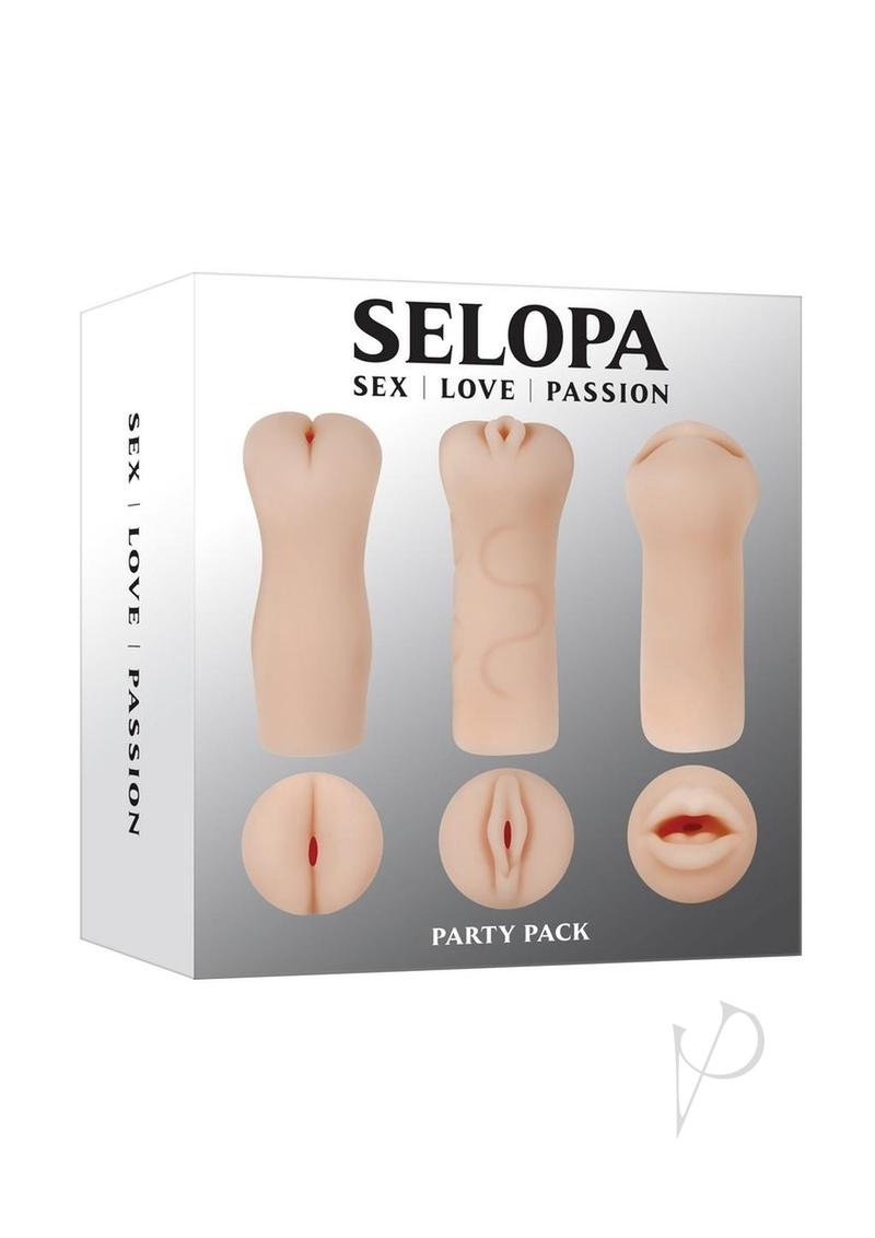 Selopa Party Pack Oral, Vaginal and Anal Strokers - Vanilla - 3 Per Pack