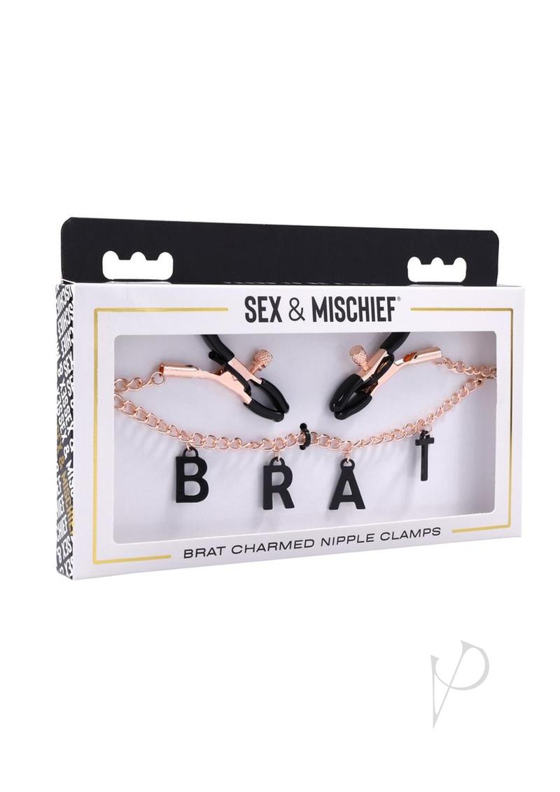 Sex and Mischief Brat Charm Nipple Clamp - Black/Rose Gold