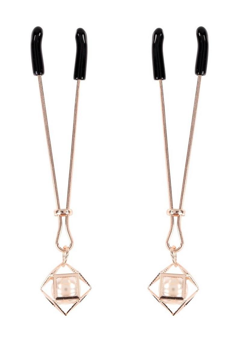 Sex and Mischief Brat Pearl Nipple Jewelry - Rose Gold/White