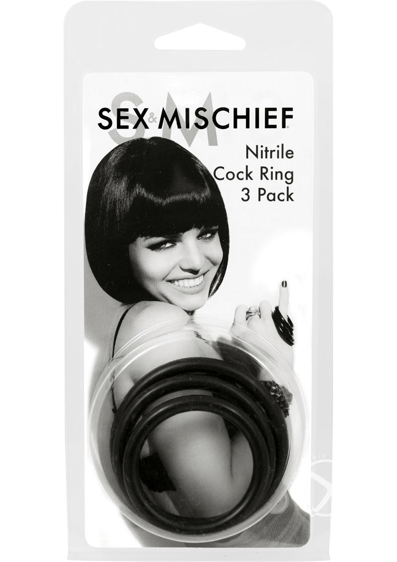 Sex and Mischief F Nitrile Cock Ring - Black - 3 Pack