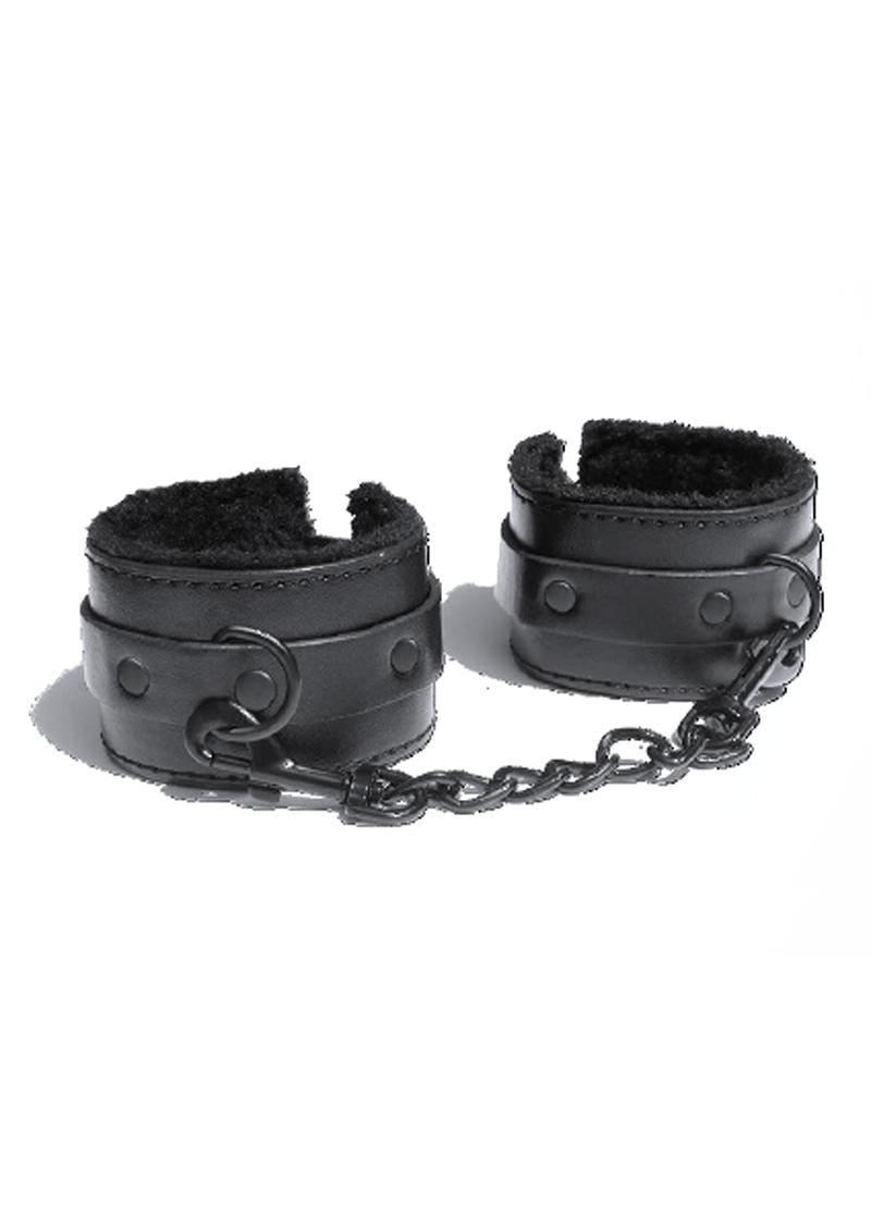 Sex and Mischief Shadow Fur Handcuffs - Black