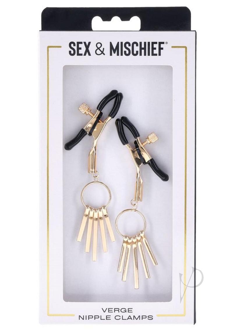 Sex and Mischief Verge Nipple Clamps - Black/Gold