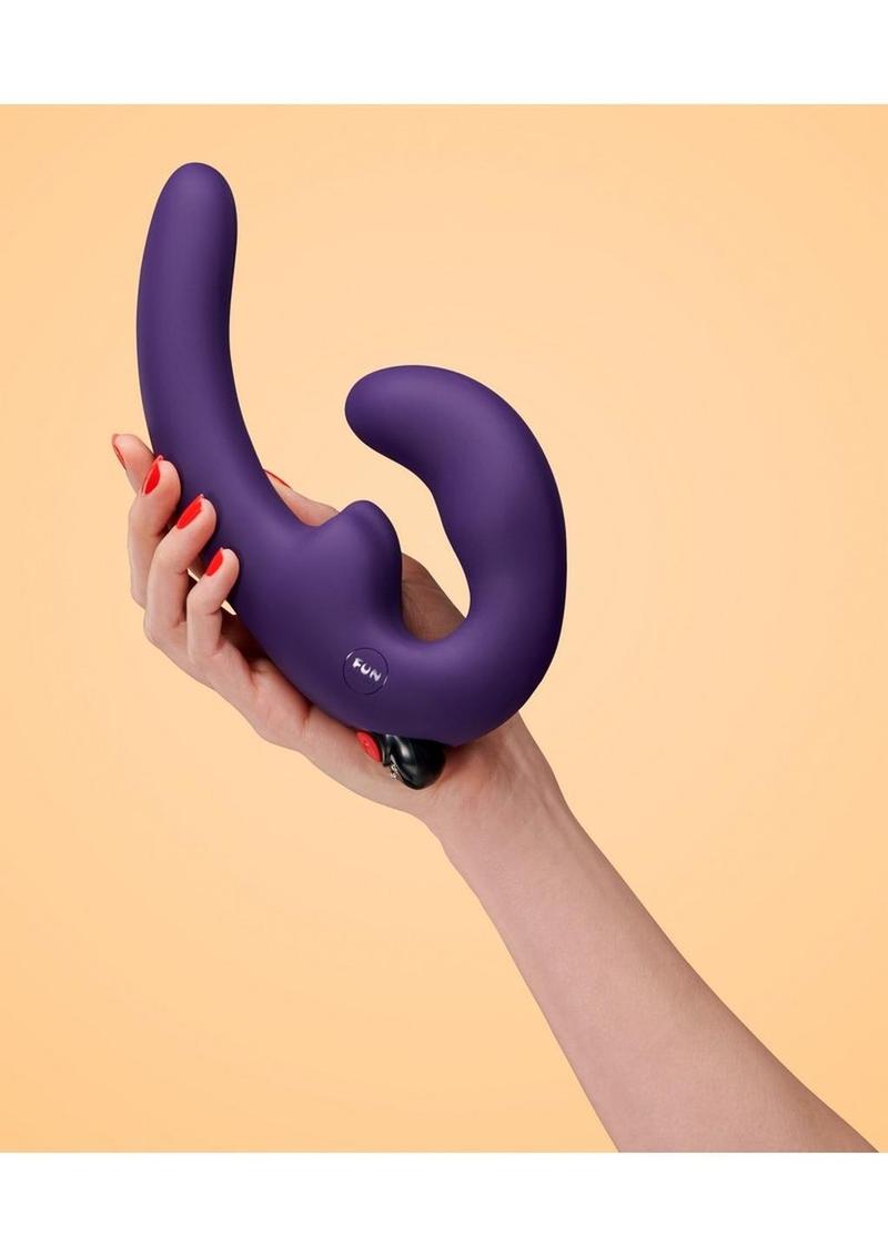 Sharevibe Silicone Strapless Strap-On Dildo with Rechargeable Bullet - Dark