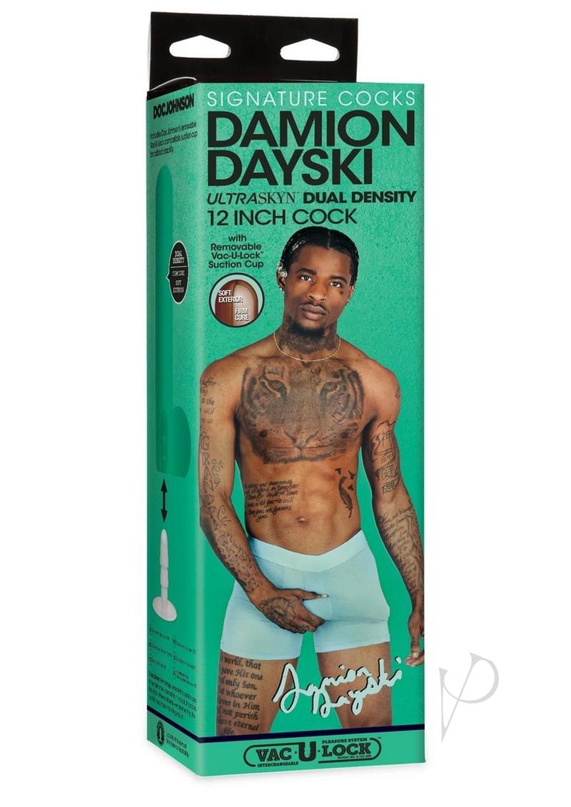 Signature Cocks Ultraskyn Damion Dayski Dildo with Removable Suction Cup - Chocolate - 12in